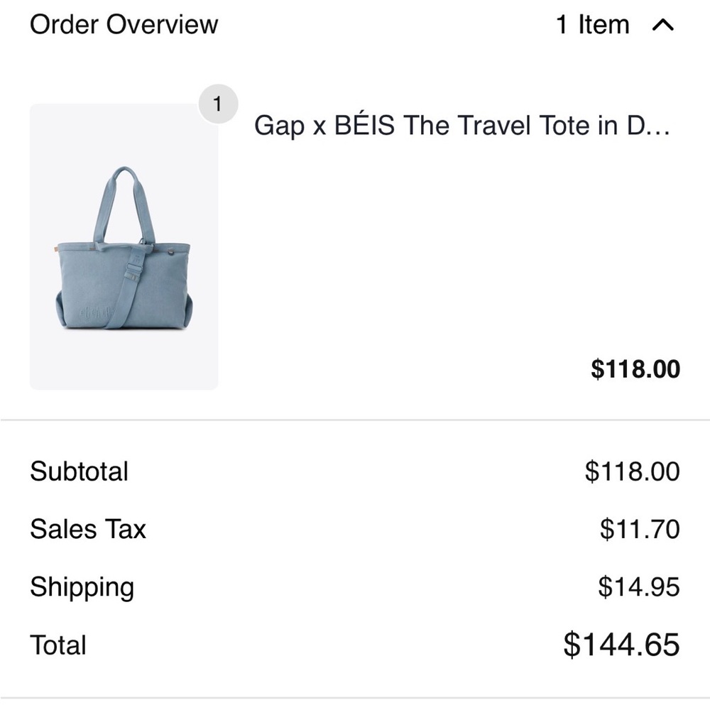 BEIS Gap Denim Blue Tote Bag - Picture 6 of 8